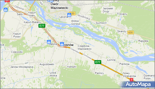 mapa Cząstków Mazowiecki, Cząstków Mazowiecki na mapie Targeo