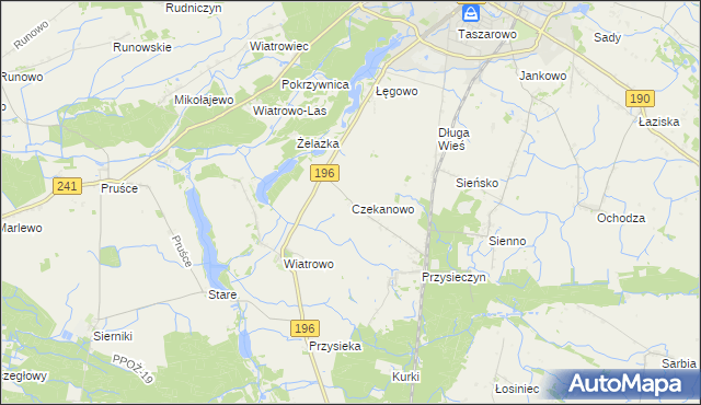 mapa Czekanowo gmina Wągrowiec, Czekanowo gmina Wągrowiec na mapie Targeo