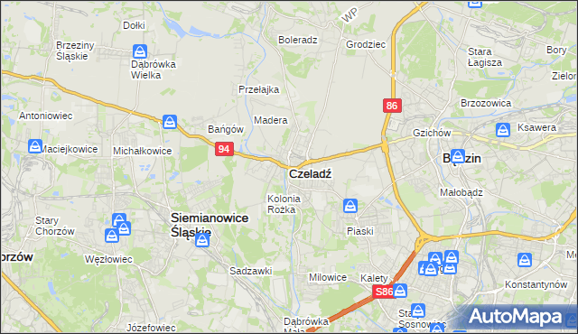 mapa Czeladź, Czeladź na mapie Targeo