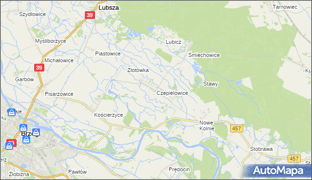 mapa Czepielowice, Czepielowice na mapie Targeo