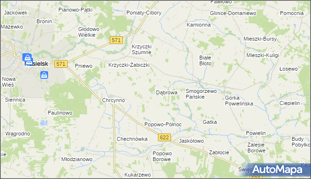 mapa Dąbrowa gmina Nasielsk, Dąbrowa gmina Nasielsk na mapie Targeo