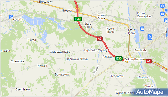 mapa Dąbrówka-Wyłazy, Dąbrówka-Wyłazy na mapie Targeo