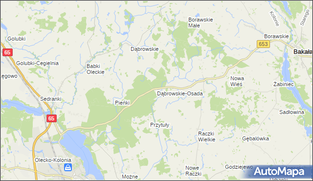 mapa Dąbrowskie-Osada, Dąbrowskie-Osada na mapie Targeo