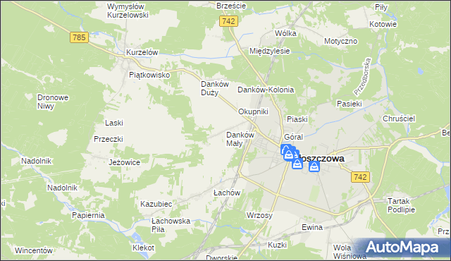 mapa Danków Mały, Danków Mały na mapie Targeo