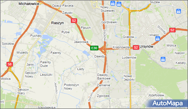 mapa Dawidy gmina Raszyn, Dawidy gmina Raszyn na mapie Targeo