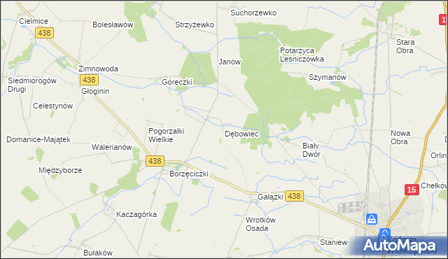 mapa Dębowiec gmina Koźmin Wielkopolski, Dębowiec gmina Koźmin Wielkopolski na mapie Targeo