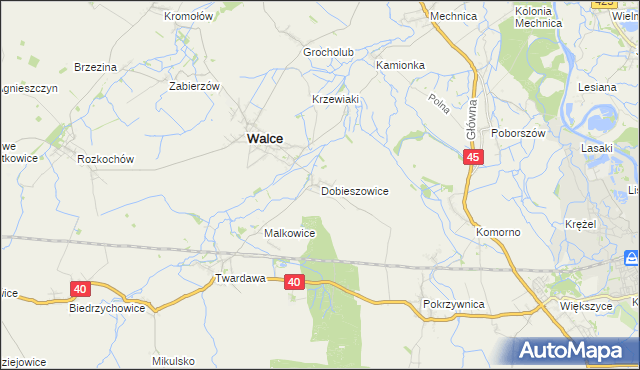 mapa Dobieszowice gmina Walce, Dobieszowice gmina Walce na mapie Targeo