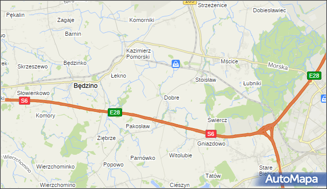 mapa Dobre gmina Będzino, Dobre gmina Będzino na mapie Targeo