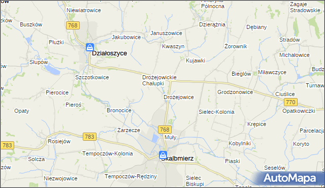 mapa Drożejowice, Drożejowice na mapie Targeo