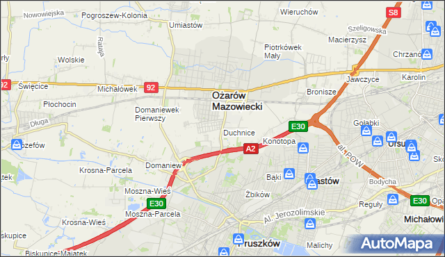 mapa Duchnice, Duchnice na mapie Targeo