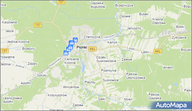 mapa Działki Suskowolskie, Działki Suskowolskie na mapie Targeo