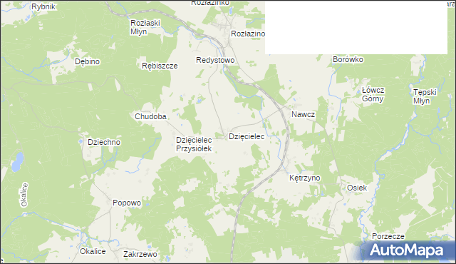 mapa Dzięcielec, Dzięcielec na mapie Targeo