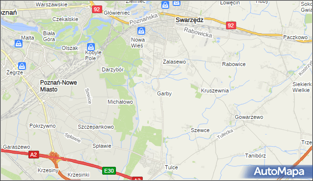 mapa Garby gmina Swarzędz, Garby gmina Swarzędz na mapie Targeo