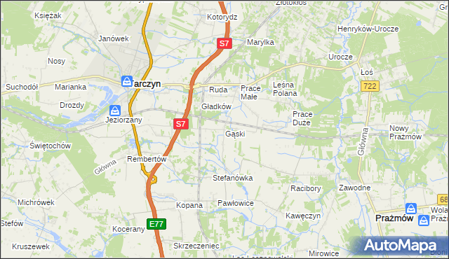 mapa Gąski gmina Tarczyn, Gąski gmina Tarczyn na mapie Targeo