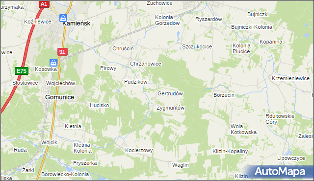 mapa Gertrudów, Gertrudów na mapie Targeo