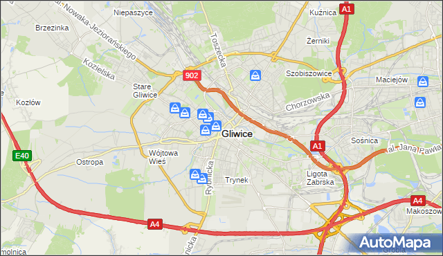 mapa Gliwic, Gliwice na mapie Targeo