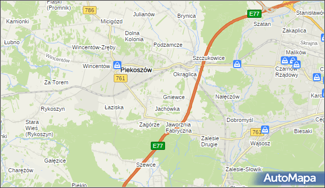 mapa Gniewce, Gniewce na mapie Targeo