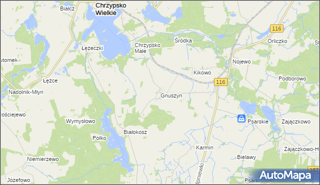 mapa Gnuszyn, Gnuszyn na mapie Targeo