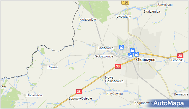 mapa Gołuszowice, Gołuszowice na mapie Targeo