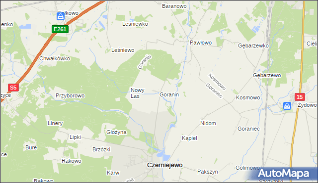 mapa Goranin gmina Czerniejewo, Goranin gmina Czerniejewo na mapie Targeo