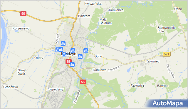 mapa Górki gmina Kwidzyn, Górki gmina Kwidzyn na mapie Targeo