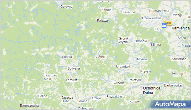 mapa Górniki gmina Ochotnica Dolna, Górniki gmina Ochotnica Dolna na mapie Targeo