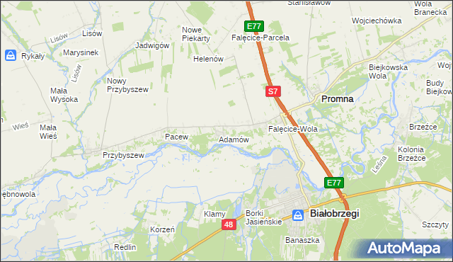 mapa Góry gmina Promna, Góry gmina Promna na mapie Targeo