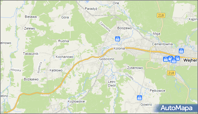 mapa Gościcino, Gościcino na mapie Targeo