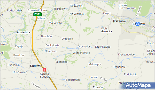 mapa Grocholice gmina Sadowie, Grocholice gmina Sadowie na mapie Targeo