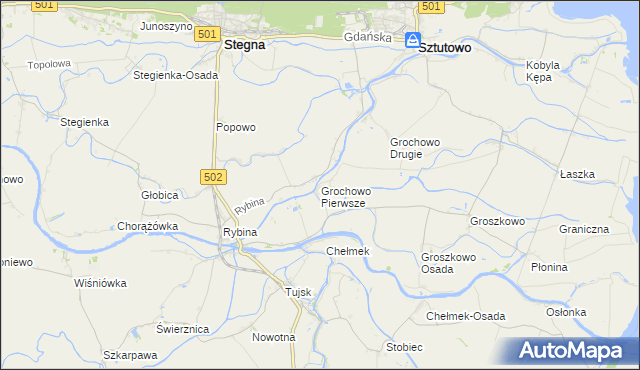 mapa Grochowo Pierwsze, Grochowo Pierwsze na mapie Targeo