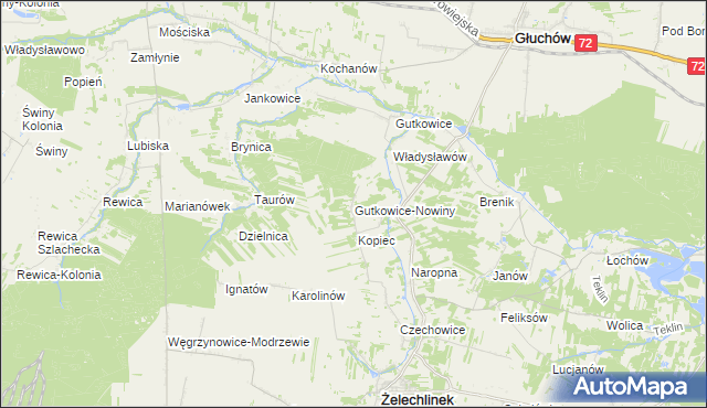 mapa Gutkowice-Nowiny, Gutkowice-Nowiny na mapie Targeo