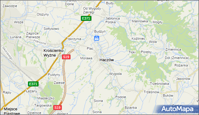 mapa Haczów, Haczów na mapie Targeo