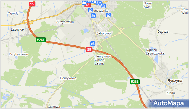 mapa Henrykowo Osada Leśna, Henrykowo Osada Leśna na mapie Targeo