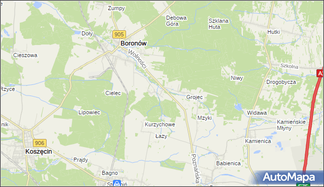 mapa Hucisko gmina Boronów, Hucisko gmina Boronów na mapie Targeo