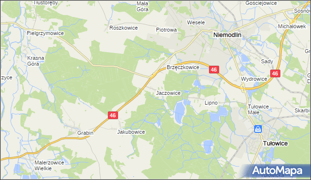 mapa Jaczowice, Jaczowice na mapie Targeo