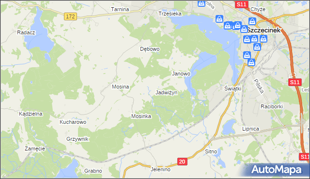 mapa Jadwiżyn gmina Szczecinek, Jadwiżyn gmina Szczecinek na mapie Targeo
