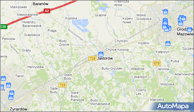 mapa Jaktorów, Jaktorów na mapie Targeo