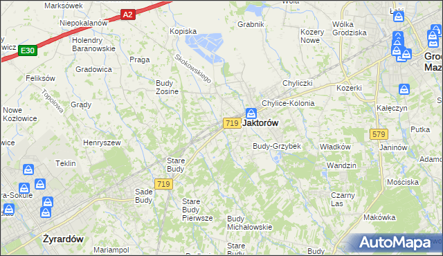 mapa Jaktorów-Kolonia, Jaktorów-Kolonia na mapie Targeo