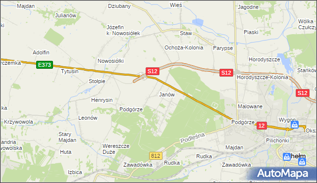 mapa Janów gmina Chełm, Janów gmina Chełm na mapie Targeo