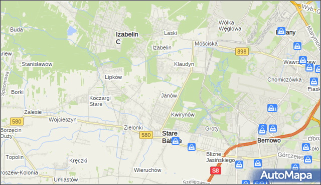 mapa Janów gmina Stare Babice, Janów gmina Stare Babice na mapie Targeo