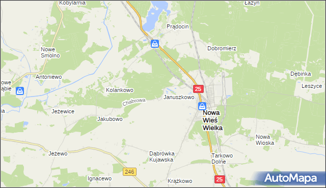 mapa Januszkowo gmina Nowa Wieś Wielka, Januszkowo gmina Nowa Wieś Wielka na mapie Targeo