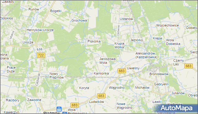 mapa Jaroszowa Wola, Jaroszowa Wola na mapie Targeo