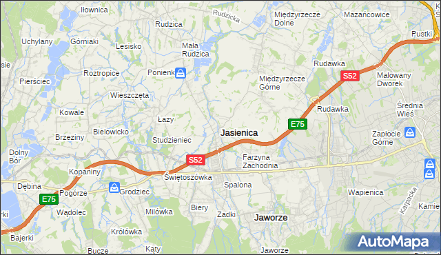 mapa Jasienica powiat bielski, Jasienica powiat bielski na mapie Targeo