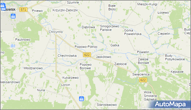 mapa Jaskółowo, Jaskółowo na mapie Targeo