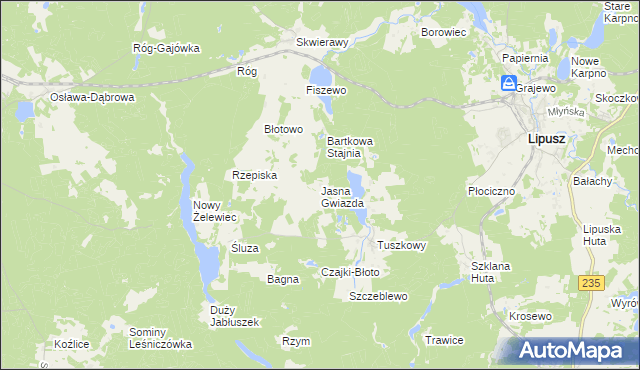 mapa Jasna Gwiazda, Jasna Gwiazda na mapie Targeo