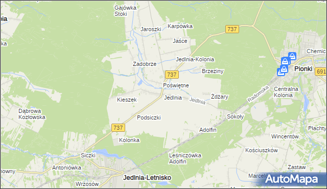 mapa Jedlnia, Jedlnia na mapie Targeo