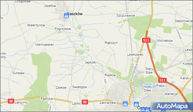 mapa Jelitów gmina Raszków, Jelitów gmina Raszków na mapie Targeo