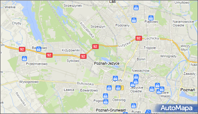 mapa Jeżyce gmina Poznań, Jeżyce gmina Poznań na mapie Targeo