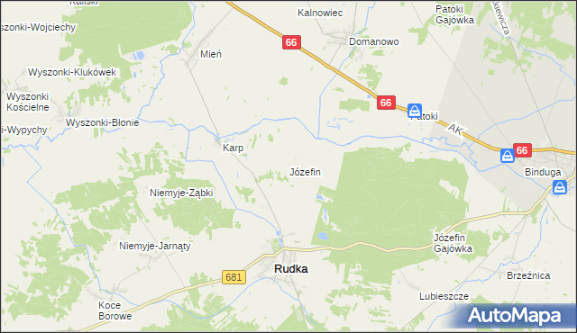 mapa Józefin gmina Rudka, Józefin gmina Rudka na mapie Targeo