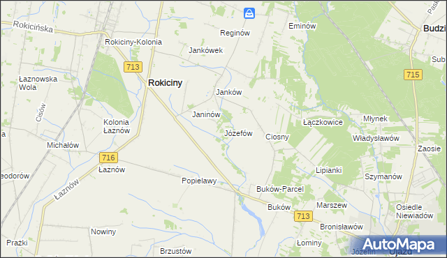 mapa Józefów gmina Ujazd, Józefów gmina Ujazd na mapie Targeo